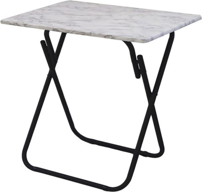 Concorde Bijzettafel - marmer look - MDF hout - metaal - inklapbaar - L50 x B70 x H93 cm