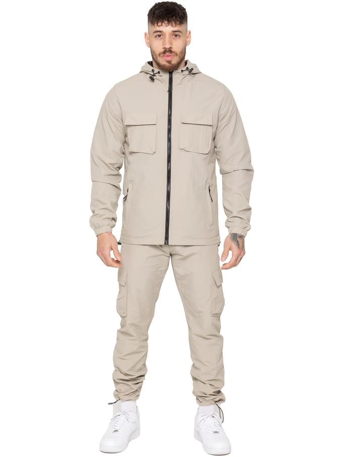 Enzo Milano Heren Poly Cargo Trainingspak Set