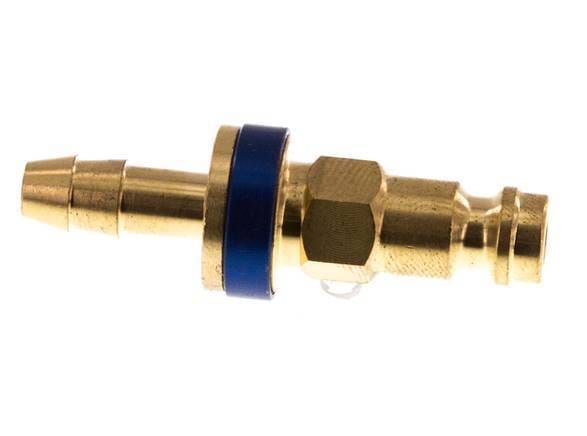 Messing DN 5 Blauw-Coded Luchtkoppeling Insteeknippel 6 mm Slangpilaar