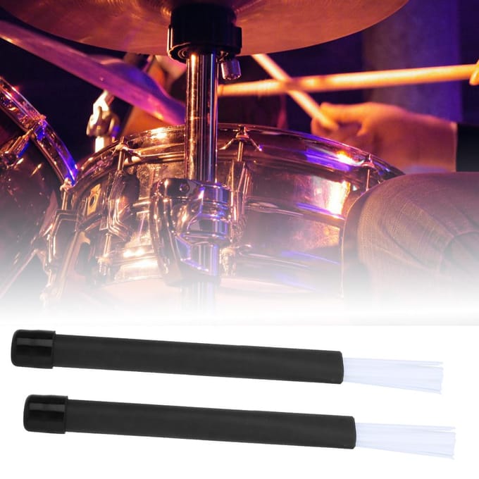 1 Paar Jazz Drum Nylon Borstel Intrekbare Drumstok Percussie Instrument Onderdelen white