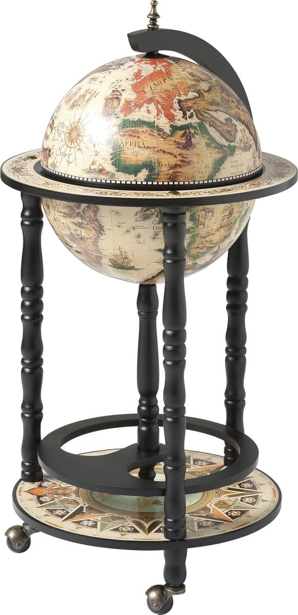 Brulo Wereldbol  Globe Globebar barglobe Vespucci Zwart/Wit 33 cm