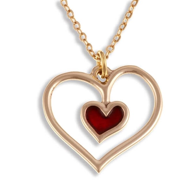 Rood hart bronzen hanger