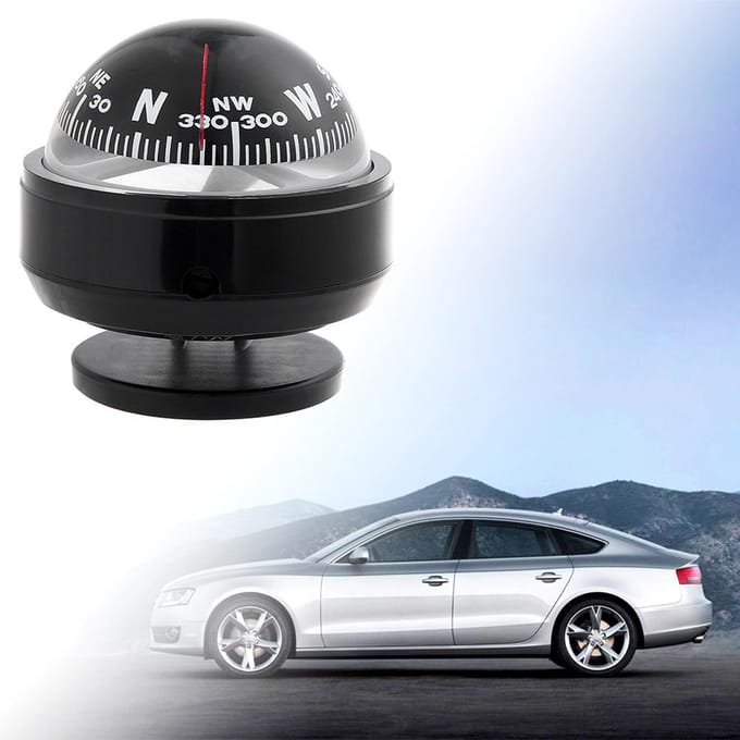 Auto Dashboard Mount Navigatie Kompas Bal Plastic Richtingaanwijzer Camping Wandelen zwart