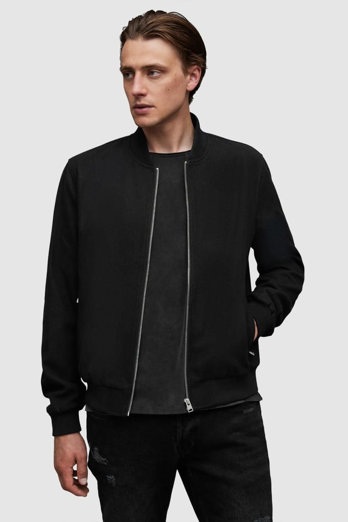 AllSaints Bardsley Bomber Black Taglia: XXL | Giacche di pelle Outlet | Uomo | Nero