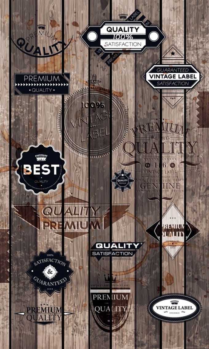 Fotobehang - Vintage Labels 150x250cm - Vliesbehang