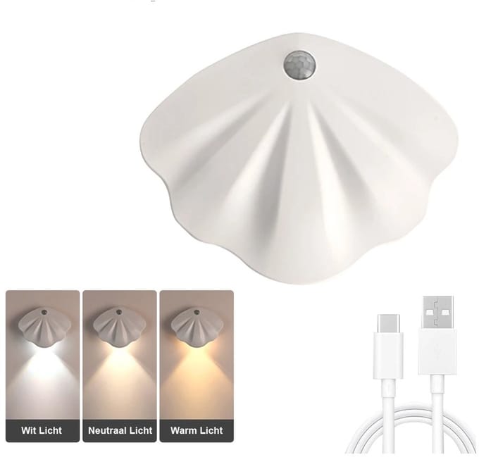Best Active Nachtlampje - LED Wandlamp met Bewegingssensor - Dimbaar en Oplaadbaar via USB-C - Dag- en Nachtsensor - 3 Lichtkleuren - Wit