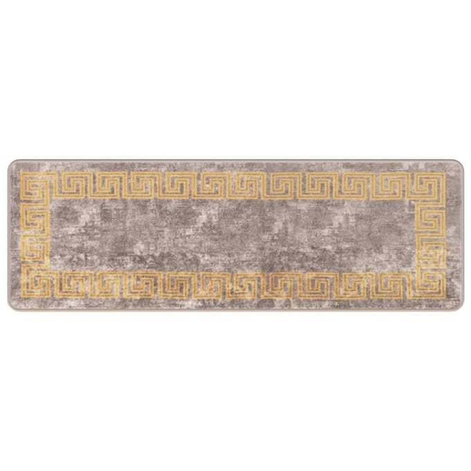 vidaXL - Tapijt - Runner - MARSA - Grijs - en - Goud - 50 - x - 150 - cm - Polyester - en - PVC