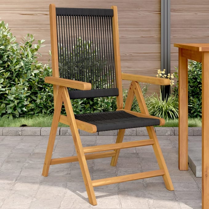 vidaXL - Inklapbare - stoelen - 2 - st - massief - acaciahout - en - polypropeen - zwart