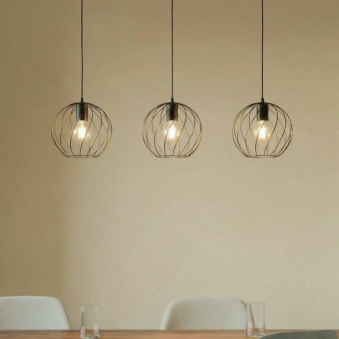 Lindby hanglamp Danika, 105 cm lang, zwart, metaal