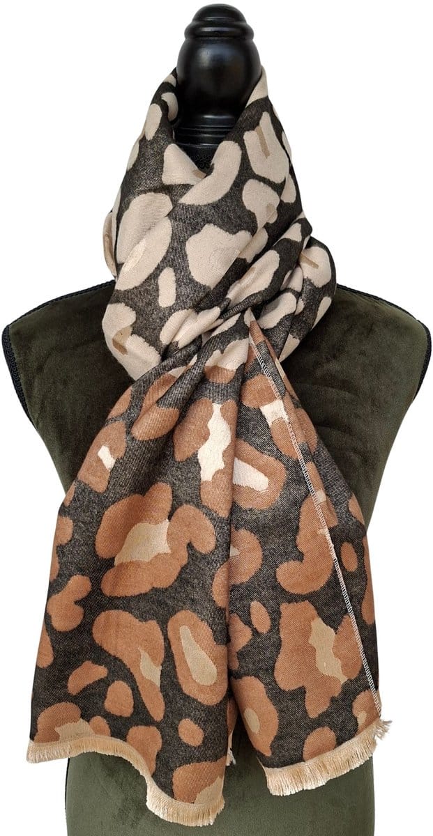 Mix en Match sjaal panter print Zwart / Bruin