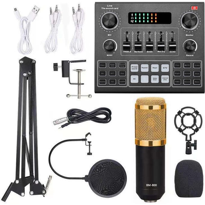 Multifunctionele Live V9-geluidskaart en BM800 ophangmicrofoonset voor uitzendingsopname gray