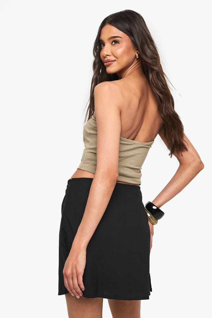 boohoo Dames Linnen A-lijn mini-rok | Black | Maat: 8