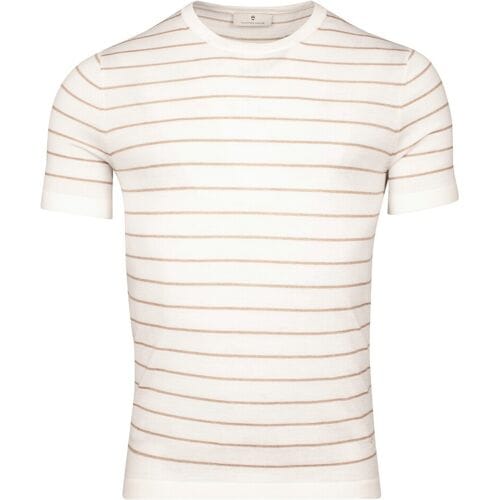 Thomas Maine Trui Crew Neck Allover Stripe Knit Fine Merino Ecru / male