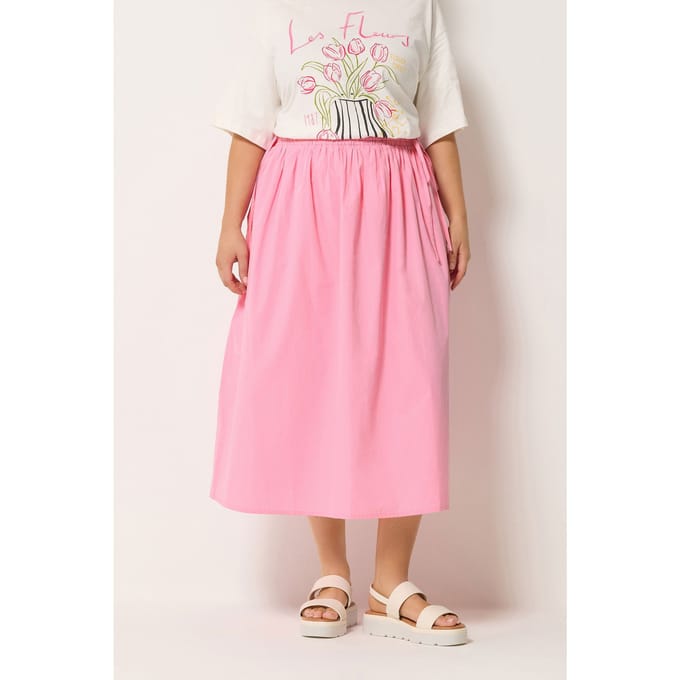 Yours Roze Poplin Midirok Size 46
