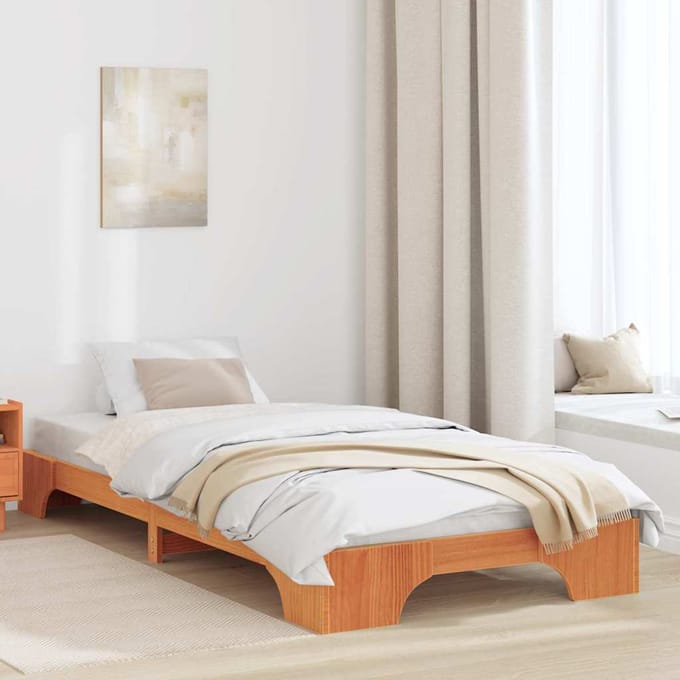 vidaXL - Bedframe - Wasbruin - 80 - x - 200 - cm - Massief - grenenhout