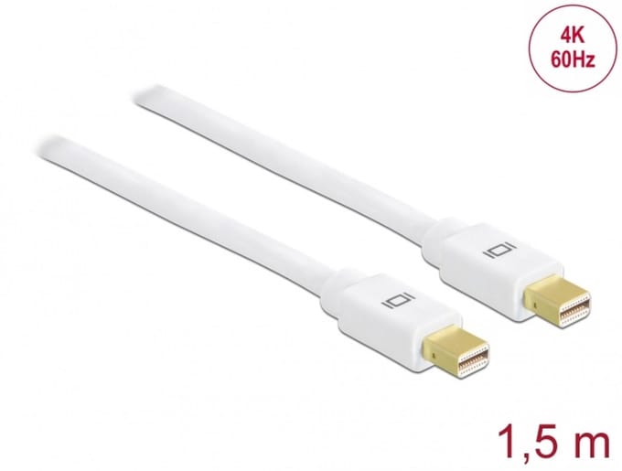 Delock - Mini DisplayPort Beeldscherm Kabel - wit - 1.5 meter