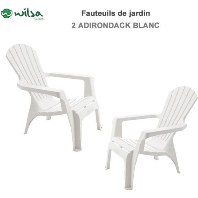 Wilsa Garden Polypropyleen Hars Adirondack Stoel - Wit - 2 Adirondack Stoelen