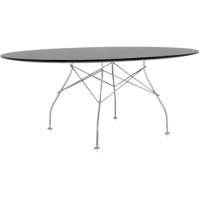 Kartell - Glossy tafel - zwart - chroom - ovaal
