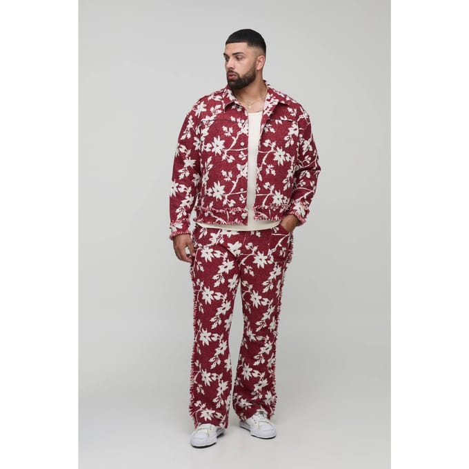 Plus Floral Tapestry Oversized Overshirt | Red | Size 2XL