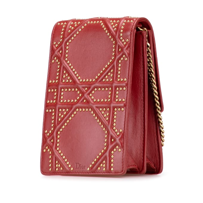 Tweedehands Studded Lamsleer Verticale Diorama Crossbody