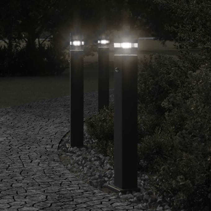 vidaXL Vloerlamp voor buiten met sensor 80 cm aluminium zwart