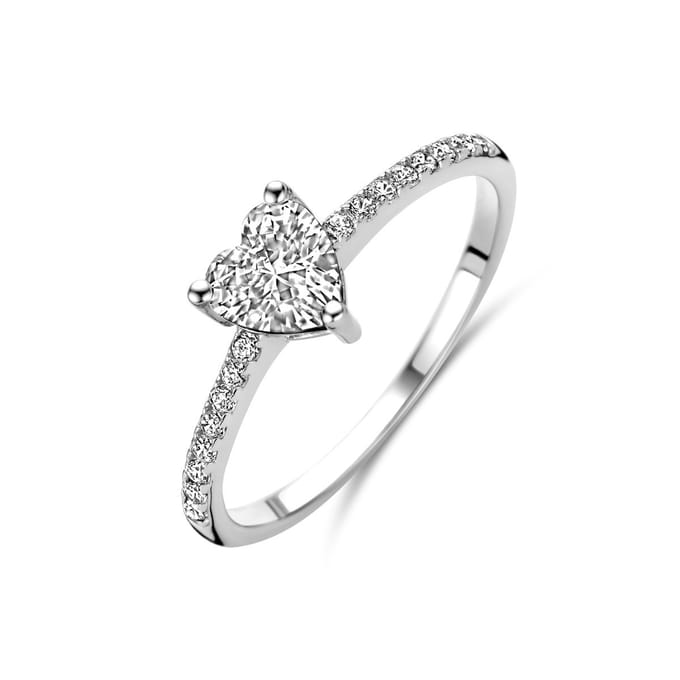 Gerhodineerd Zilver Ring Hart Met Zirkonia 1338494