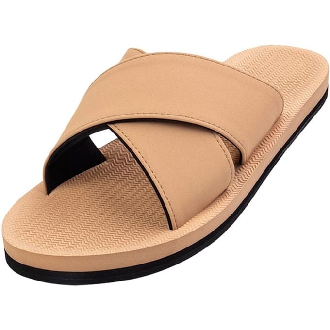 Indosol Essentiële Kruisschuif   Bodem Licht Pantoffel Essential Cross Slide - Soil Light (M9) beige