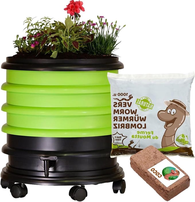 Wormenbak - Compostbak - Afval verwerken - Inclusief wormen - 48 liter - Appelgroen