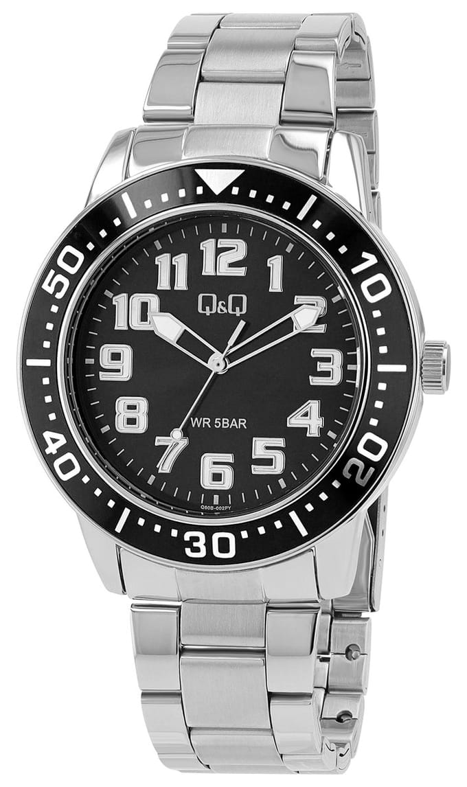Q&Q Herenhorloge Edelstahl zilverkleurig, 5 ATM