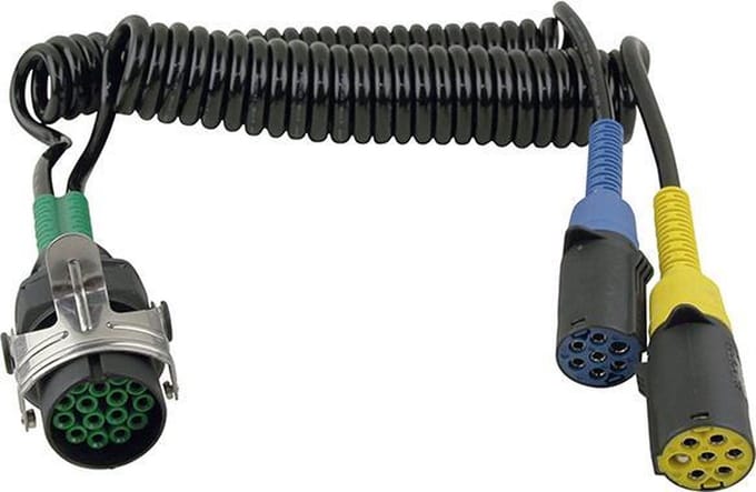 Adapter-/spiraalkabel 15-polig naar 2x7-polig.