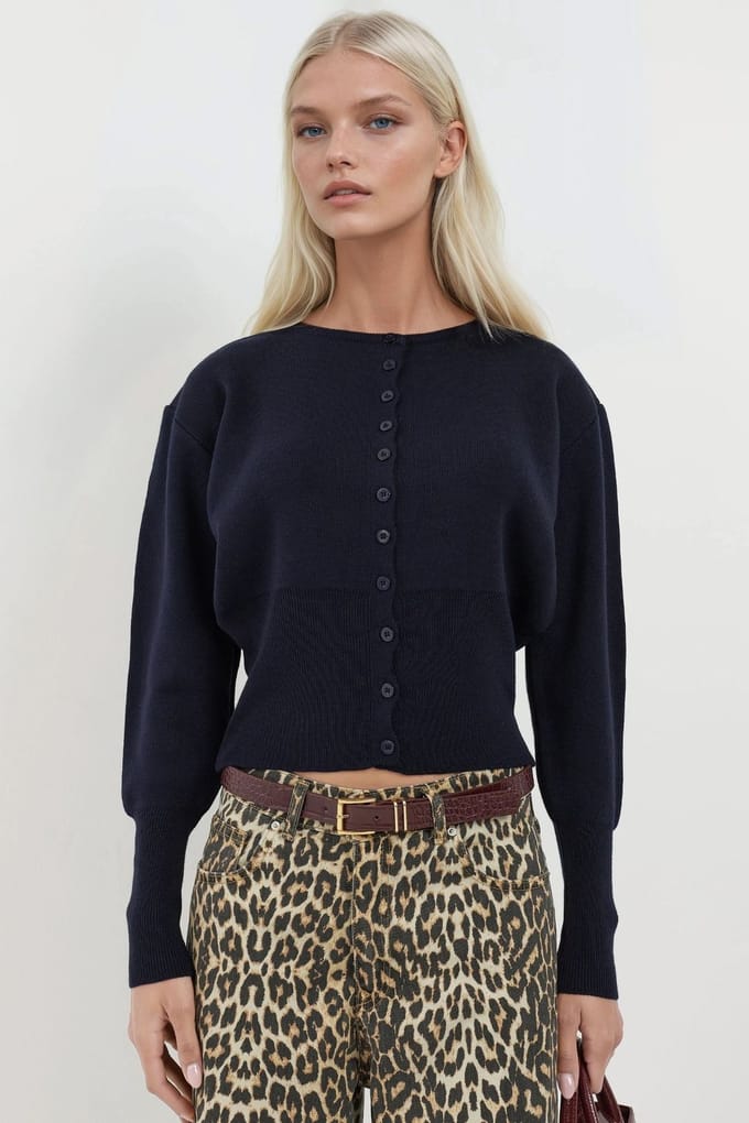 Slim Fit Ronde Hals Gebreide Cardigan