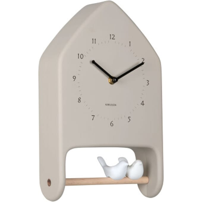 Karlsson - Wall Clock Love Birds - Grijs - Øcm