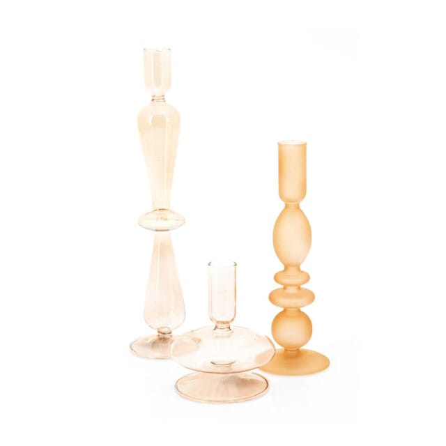 Kandelaar Aurora set van 3 - peach - 7.5×31 cm/7.5×23 cm/8.5×12 cm