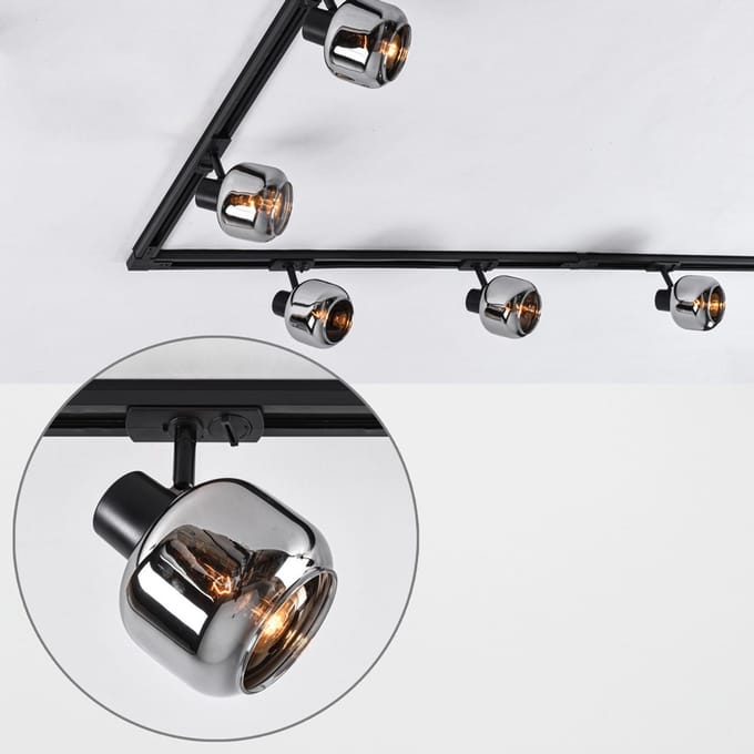 Modern 1-fase railsysteem van 3 meter met Juna smoke spots - plafondlamp