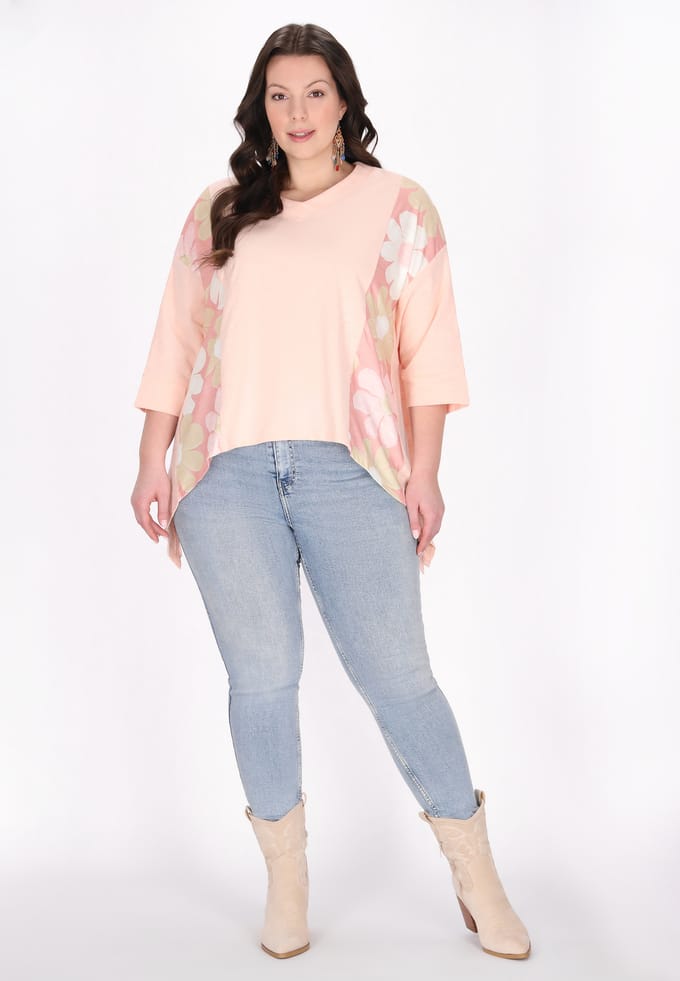 usha Grote maat blouse vrouwen abrikoos