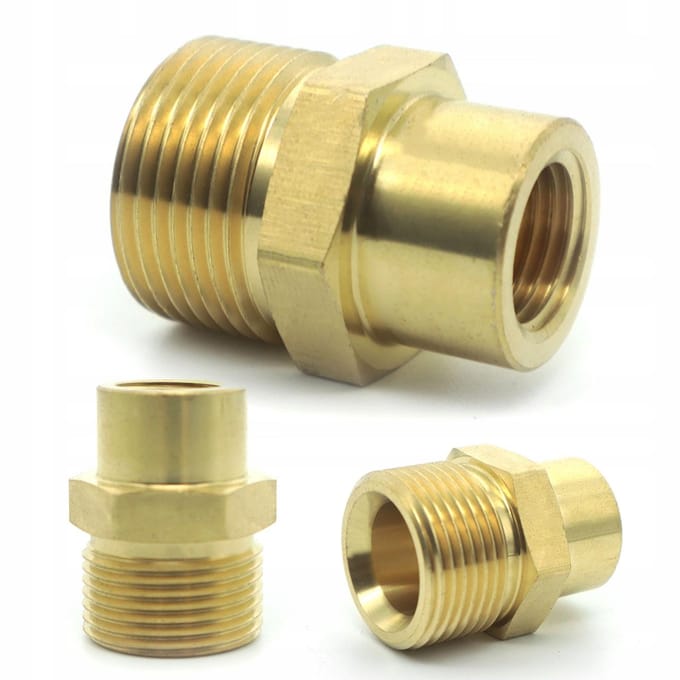 Rosfix Adapter Reductie M22 M op M14 V – Messing | Voor Hogedrukreiniger Slangpistool | Schroefdraad M22/M14