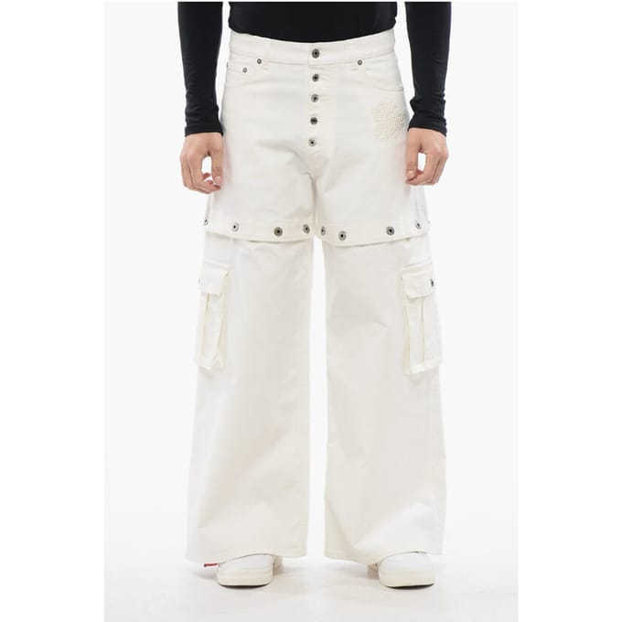 Baggy Fit Jeans met geborduurd logo in wit