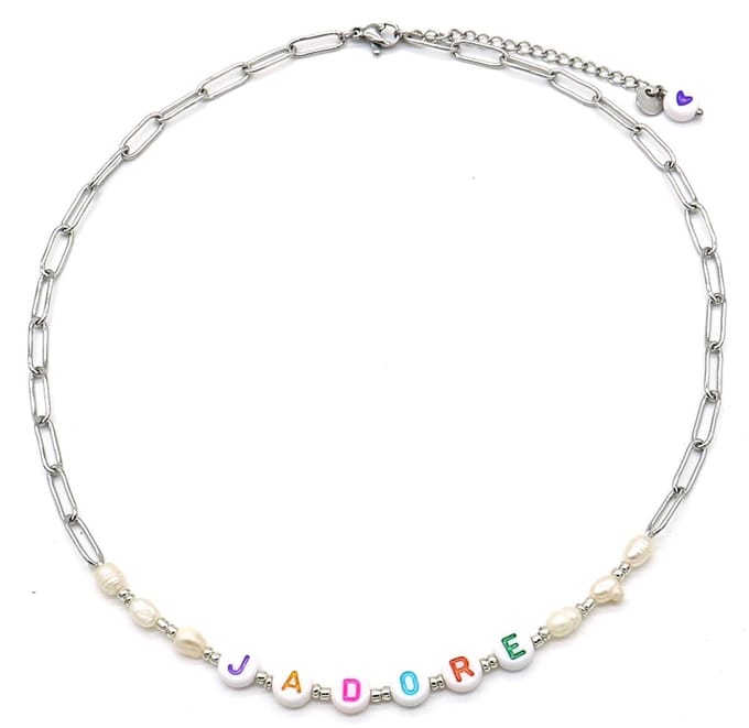 Ketting J’adore - RVS - Lengte Verstelbaar 45-50 cm - Zilverkleurig