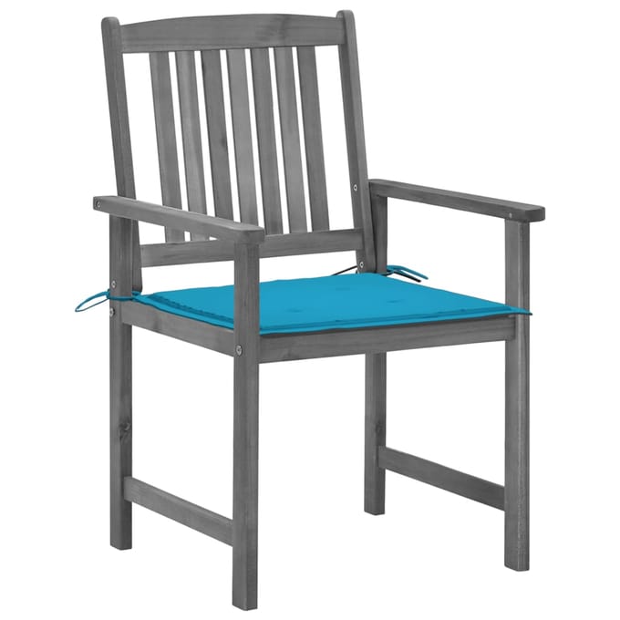 vidaXL - Tuinstoelen - 4 - st - met - kussens - massief - acaciahout - grijs