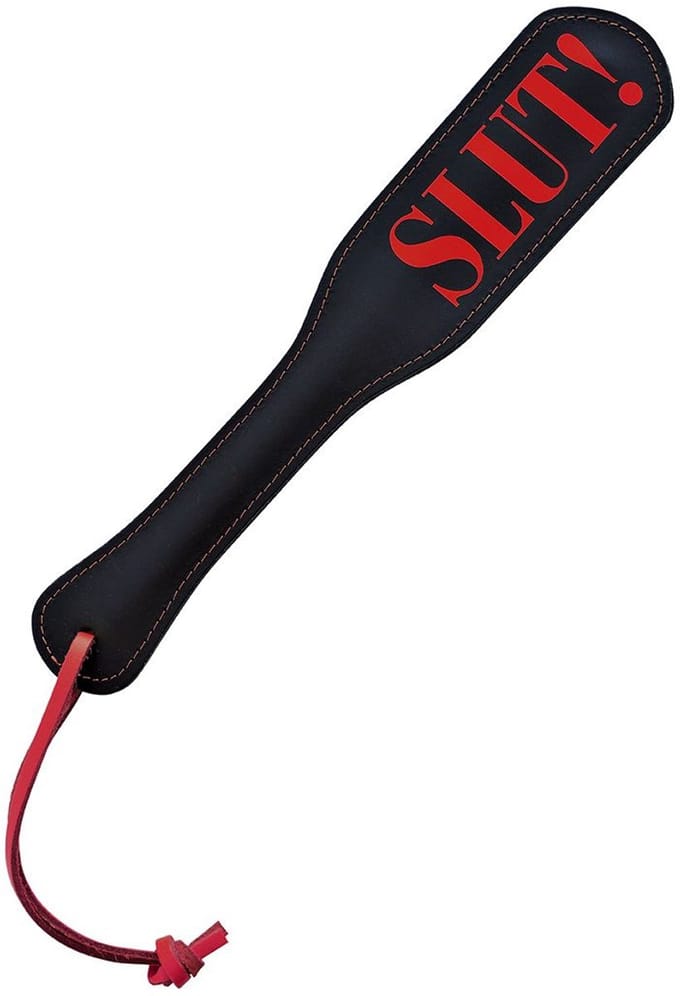 Kiotos Leather - Lederen Paddle Slut - Zwart/Rood