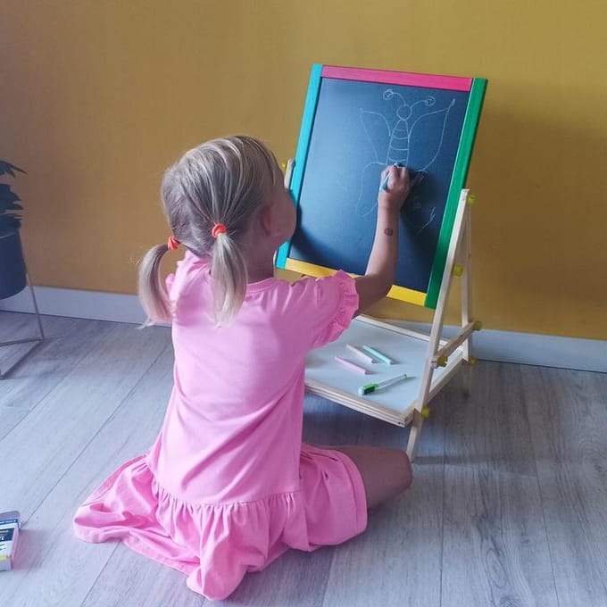 KRUZZEL Dubbelzijdig magnetisch roterend krijt- en whiteboard - Inclusief accessoires