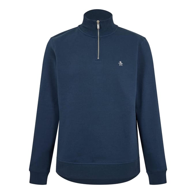 Original Penguin Heren Quarter Zip Sweatshirt (Yale Blauw)