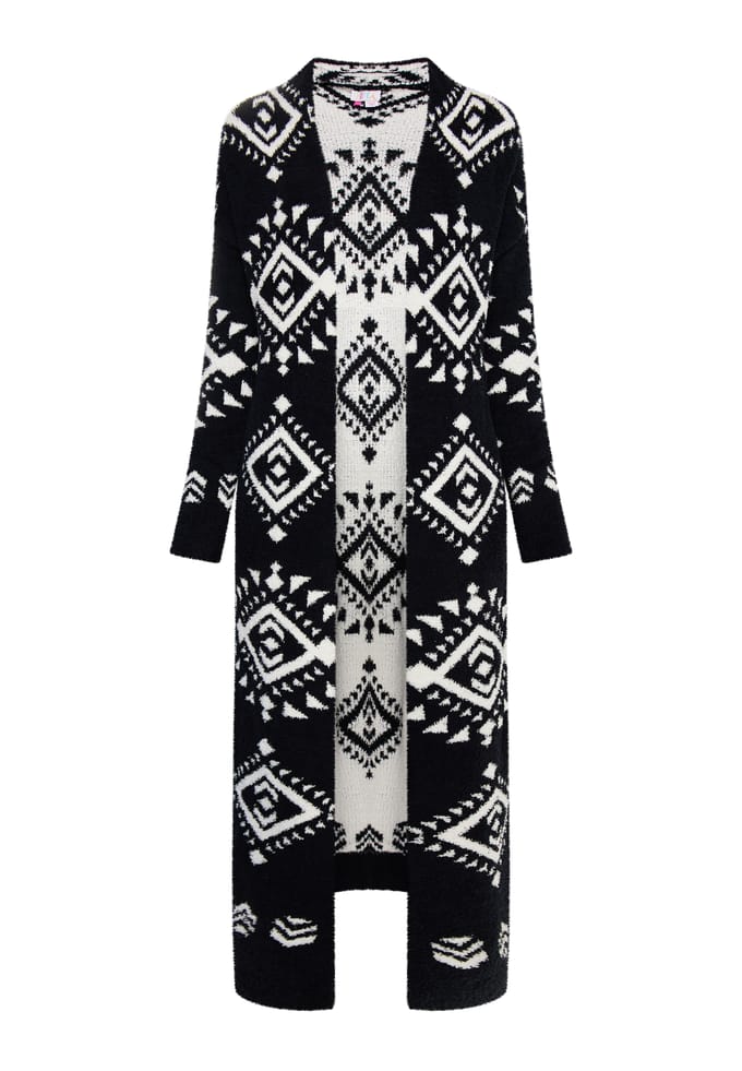 IZIA Longcardigan Dames zwart en wit