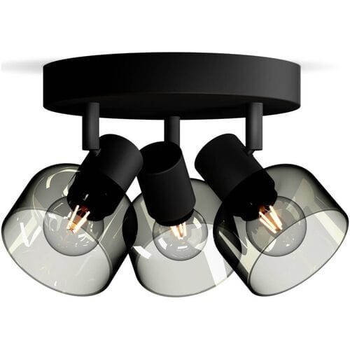 Philips Sleet Spot - Plafondspot met drie lichtpunten - Met gerookt glas - Kleine fitting E14 - Ronde basisplaat