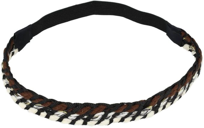 Haarsoires Haarband Gevlochten 2cm - Koord - Wit Bruin - Haaraccessoire Vlecht - Boho Look