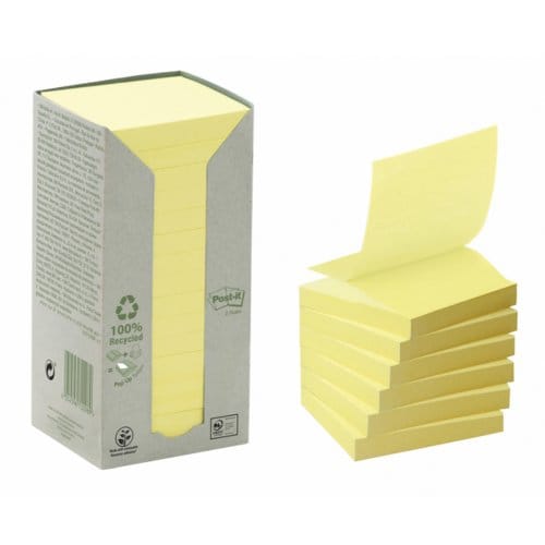 Memoblok post-it z-note r330-1t 76x76mm recycled Geel 16 stuks