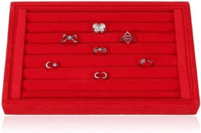 Ringen display fluweel rood 23x14.5cm