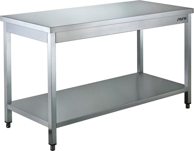 Saro Roestvrijstalen tafel, met onderblad - 600 mm diepte, 2000 mm  | 600-1140