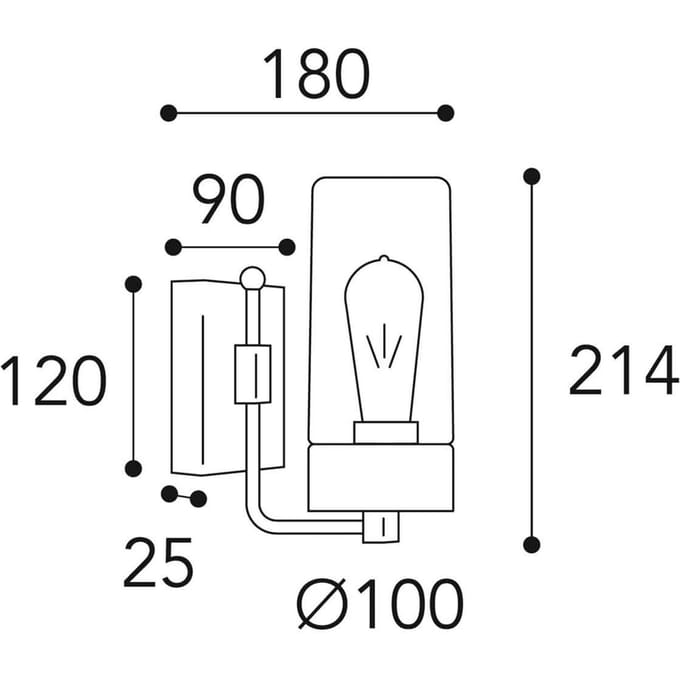 Moretti Luce Buitenwandlamp Silindar 3390, messing antiek/opaal