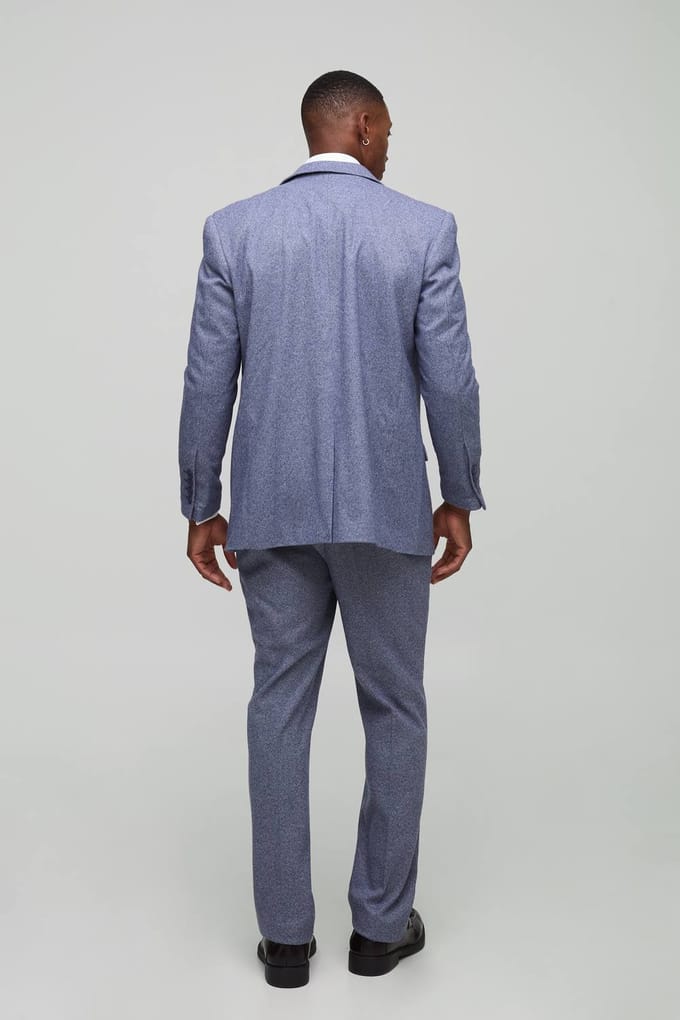 Straight Fit Herringbone Suit Jacket | Navy | Size 48